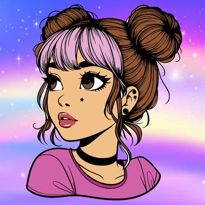 realistic girl with spacebuns