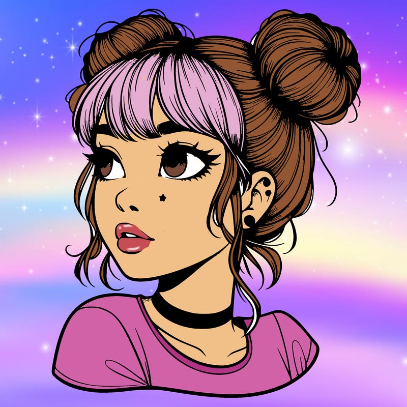 realistic girl with spacebuns