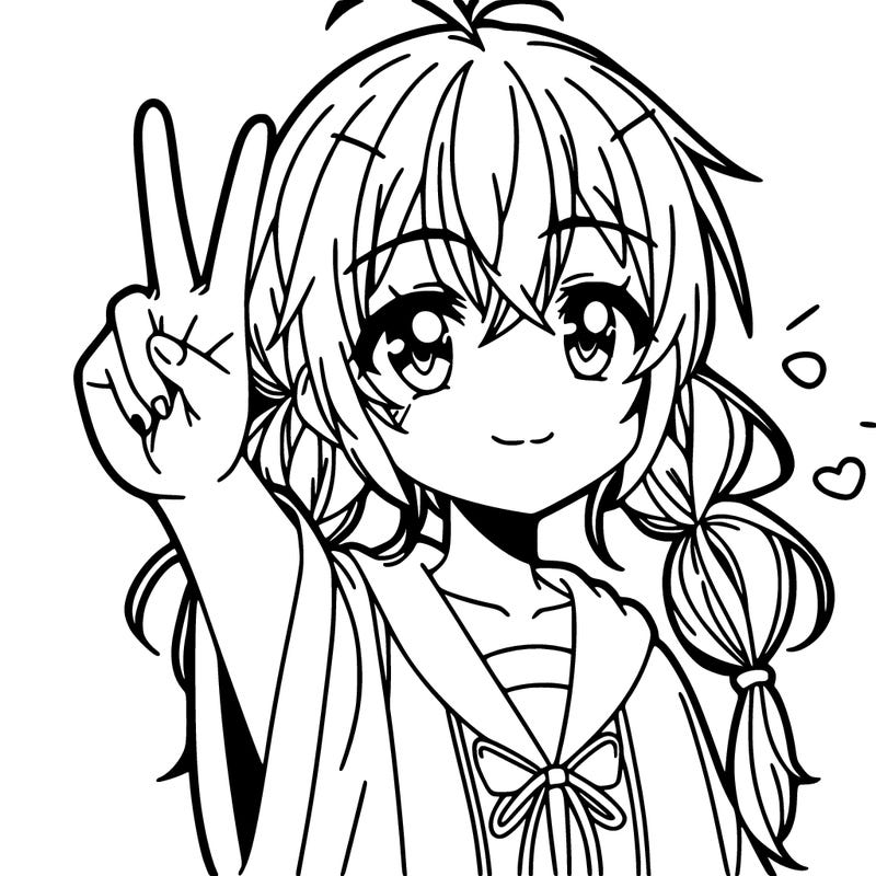 easy anime peace girl