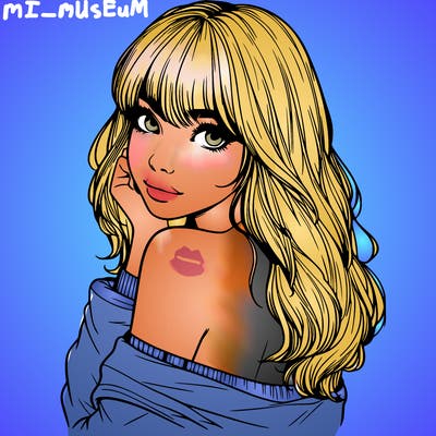 realistic girl with bangs looking over her shoulder