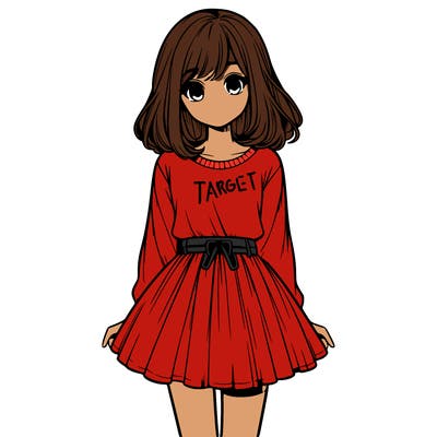 realistic girl with a skirt on