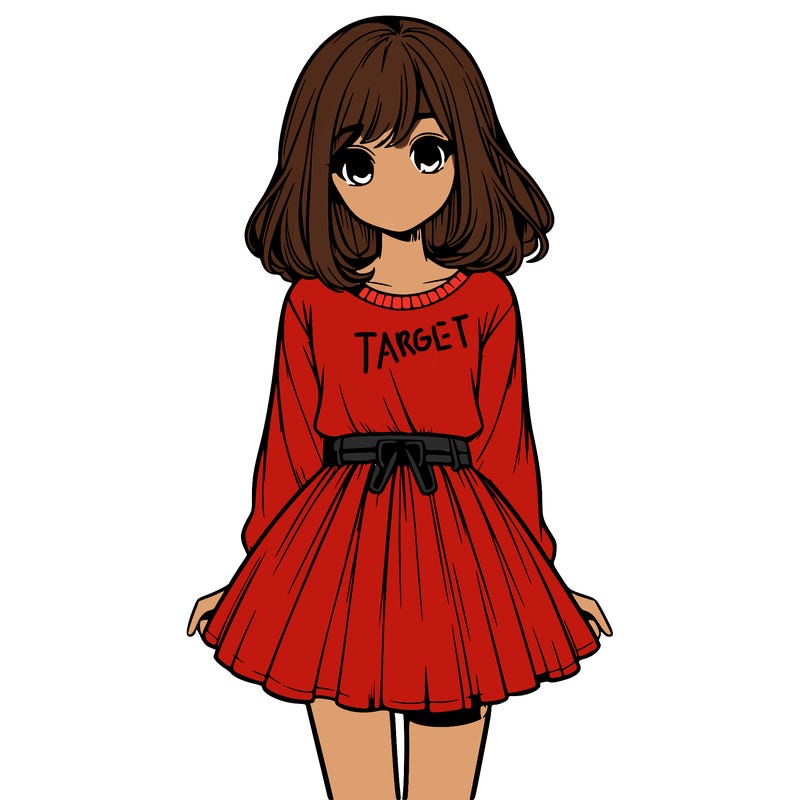 realistic girl with a skirt on