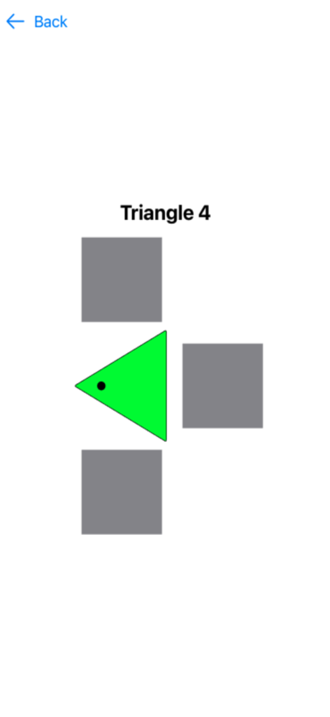 Écran de test de perception visuelle intitulé Triangle 4 de PilotPass