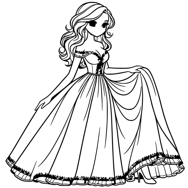 beautiful woman with a long dress