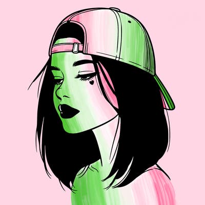 realistic  girl with a backwards hat