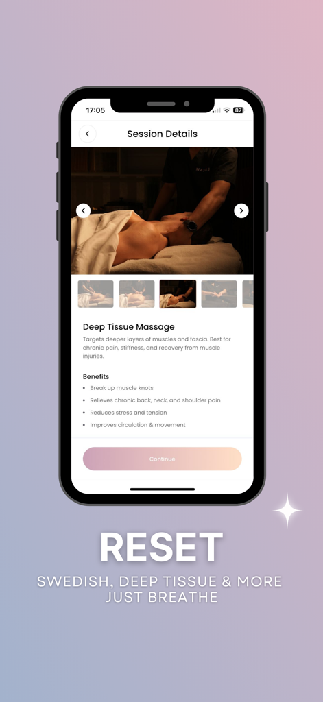 Masaj - Masajモバイルアプリのディープティッシュマッサージセッションの詳細