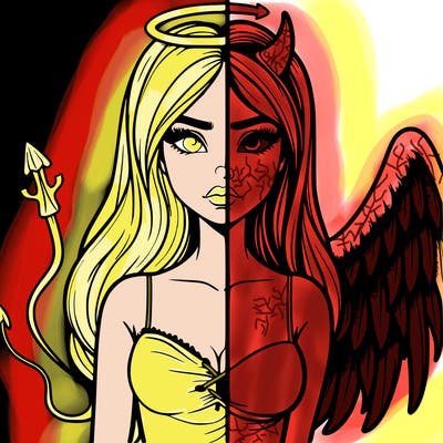 devil vs angel realistic girl