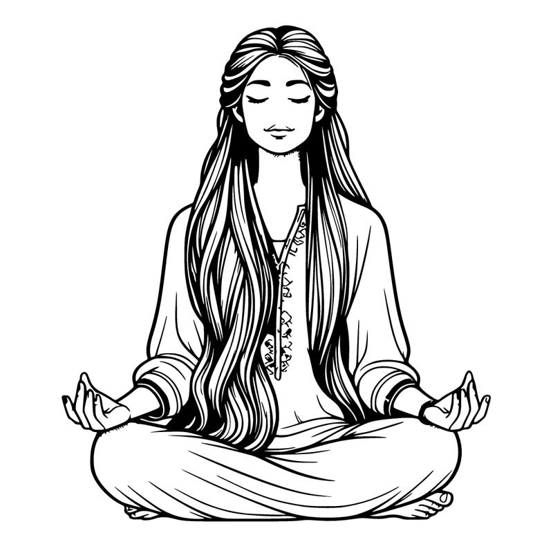 realistic woman with long hair meditating
