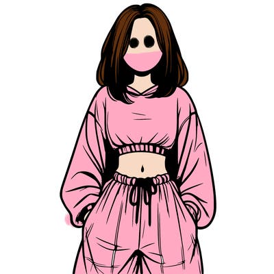 realistic girl faceless with baggy pants and a crop top