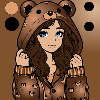 realistic girl in a animal pjs hoodie