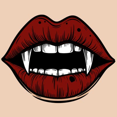 lips with vampire teeth