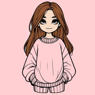 realistic girl with baggy jumper