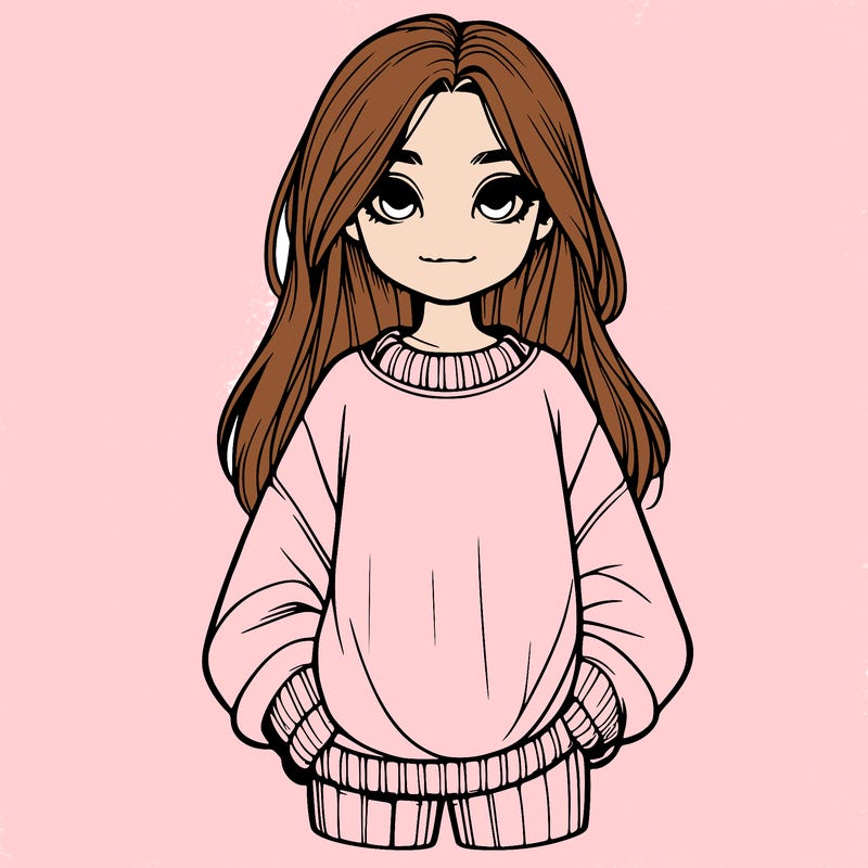 realistic girl with baggy jumper