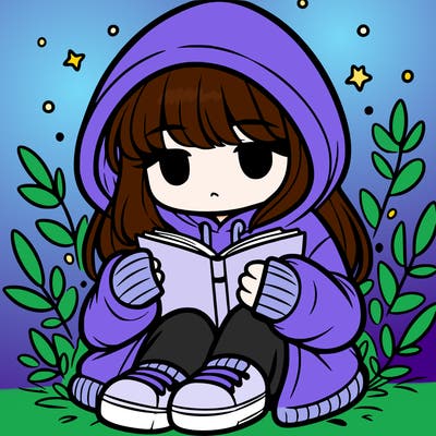girl in oversized hoodie reading a book