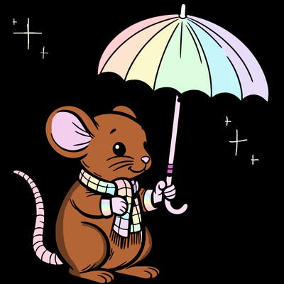 mouse holding umbrella