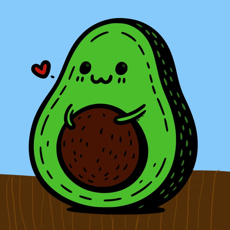 an avocado hugging an avocado