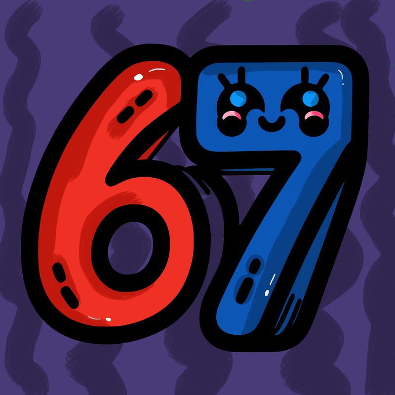 the numbers 67