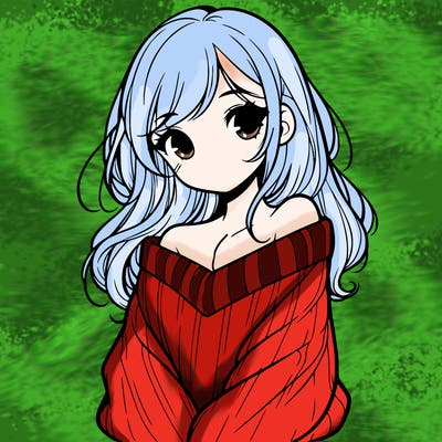 shy pretty girl wearing a sweater that is falling off one shoulder portrait