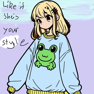 girl wearing frogging sweatshirt