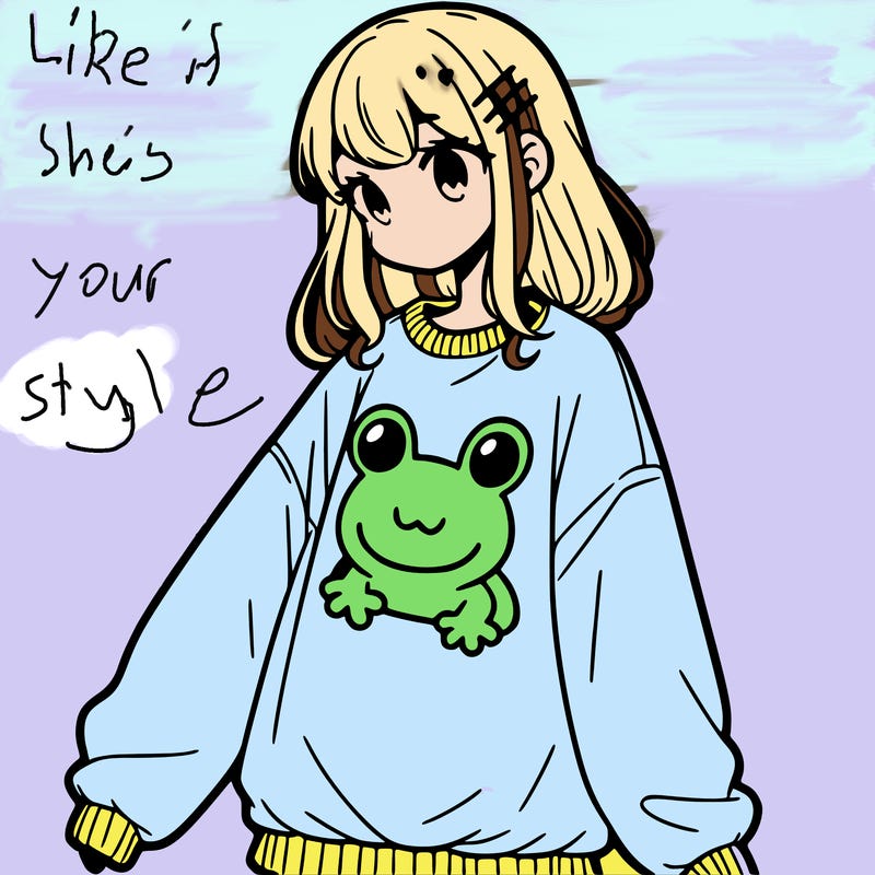 girl wearing frogging sweatshirt
