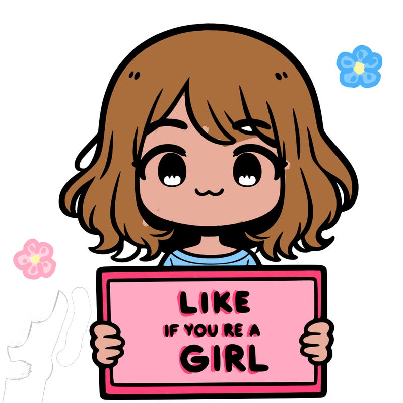 a cute girl holding a sign that says like if you’re a girl