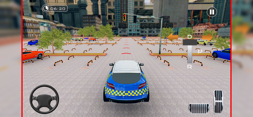 Dubai Car Driving School 2025 - Car parking simulation in Dubai Car Driving School 2025 with on-screen steering and pedal controls