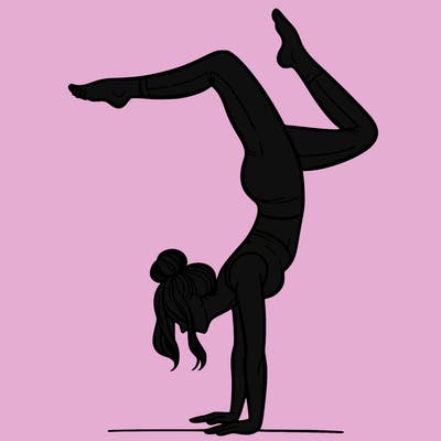 a woman doing a handstand