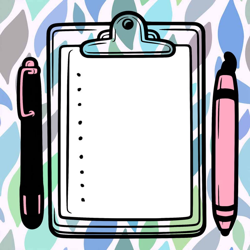 blank clip board with pen