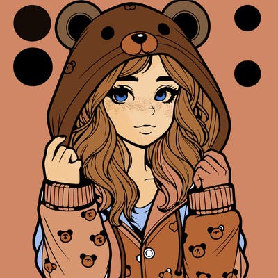realistic girl in a animal pjs hoodie