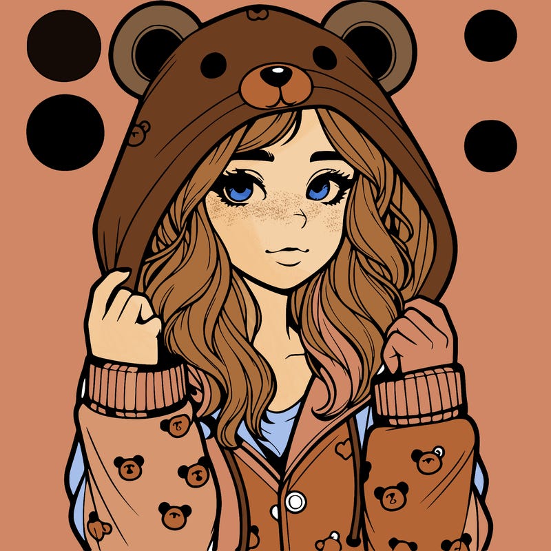 realistic girl in a animal pjs hoodie