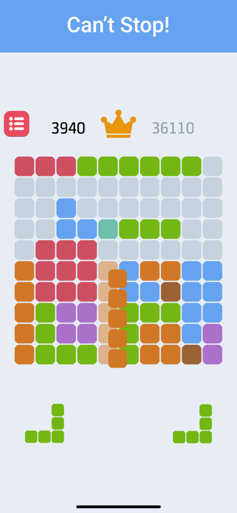 1010 - Block Puzzle Game - Screenshot di gioco di 1010 Block Puzzle Game che mostra blocchi colorati su una griglia 10x10