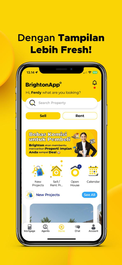 Brighton Real Estate - Brighton Real Estate mobile app interface with property search and mortgage simulation features