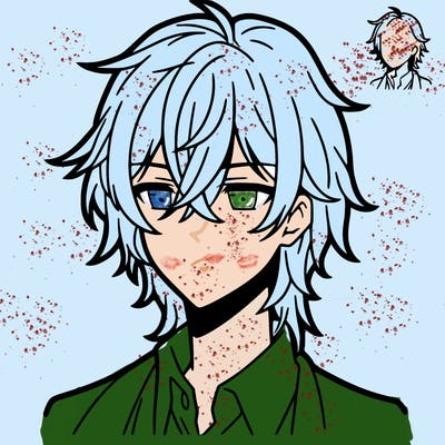 anime boy with shoulder length hair