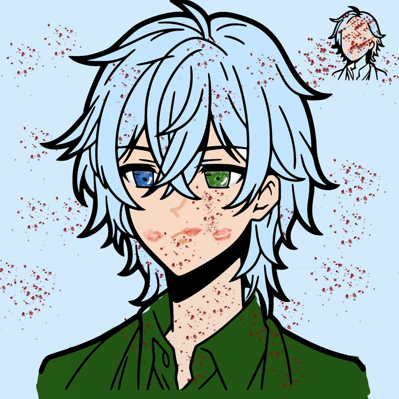 anime boy with shoulder length hair