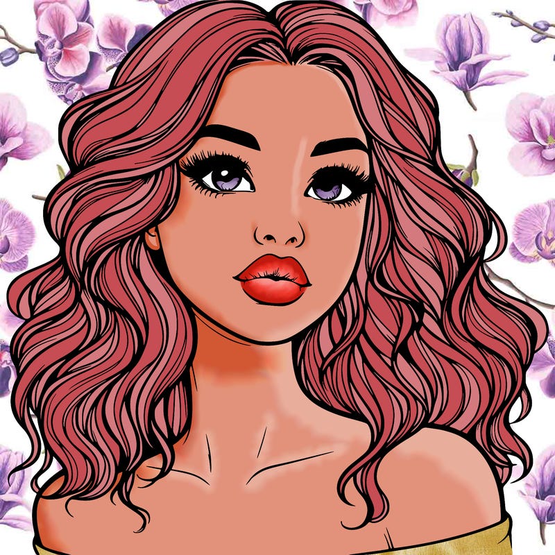 realistic girl with wavy hair and lips
