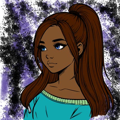 realistic girl with a high ponytail