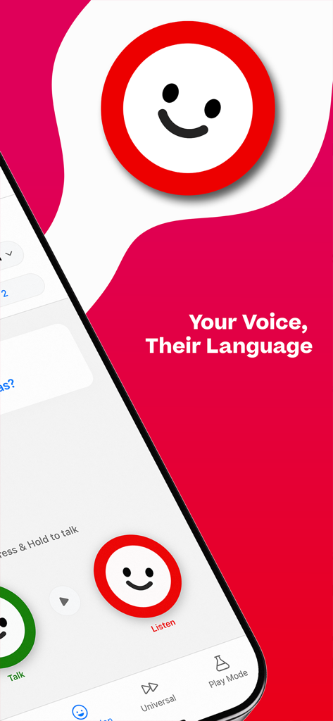 Dababel - Dababel app screenshot displaying real-time voice translation interface and the slogan Your Voice Their Language