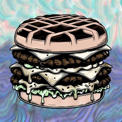 realistic waffle burger