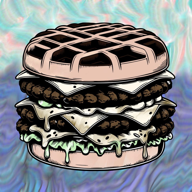 realistic waffle burger