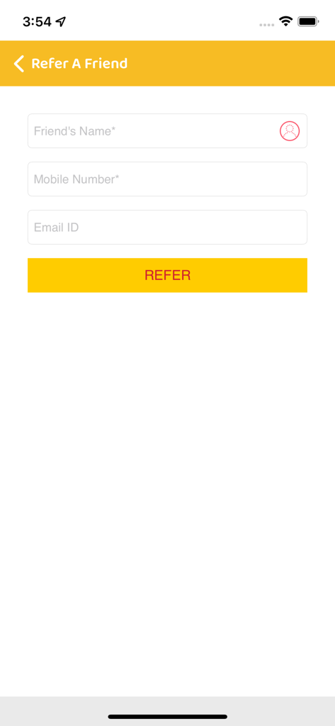 Refer a friend screen in the Manappuram OGL Lite app