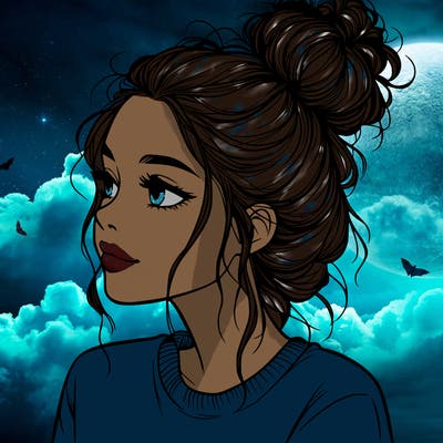 a realistic girl with a messy bun