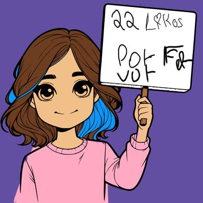 realistic girl holding up a sign