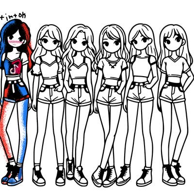 a group of girls wearing crop tops and shorts