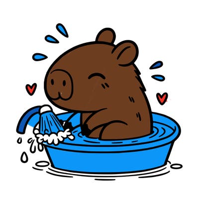 capybara taking a bath