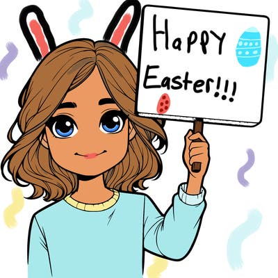 realistic girl holding up a sign