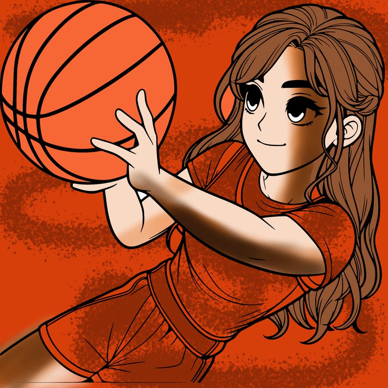 realistic girl playing basketball