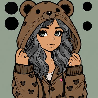 realistic girl in a animal pjs hoodie