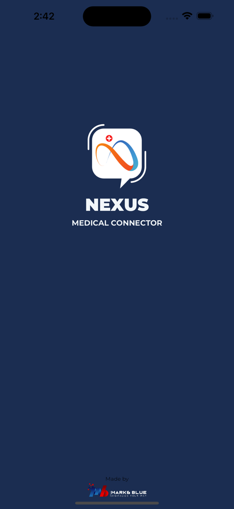 Nexus App - Nexus Medical Connector app splash screen with logo