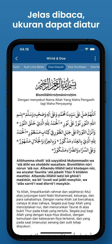 Wirid Sakran & Nurbuat - Wirid Sakran and Nurbuat app showing Islamic prayers in Arabic and Indonesian