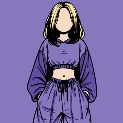 realistic girl faceless with baggy pants and a crop top